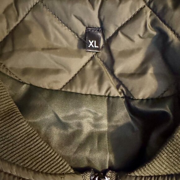 Quilted Bomber Jacket Olive Green Size XL - Picture 3 of 8